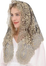Spanish Style Traditional Mantilla Embroidery Lace Veils Latin Gold black
