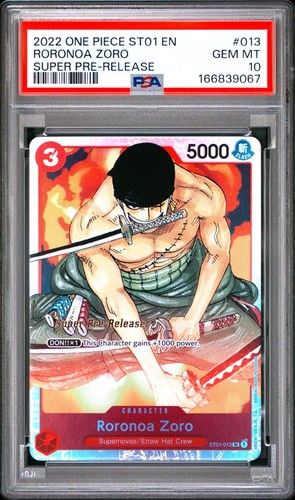 2022 One Piece ST01 Super Pre-Release Roronoa Zoro #ST01-013 PSA 10 GEM MINT🔥