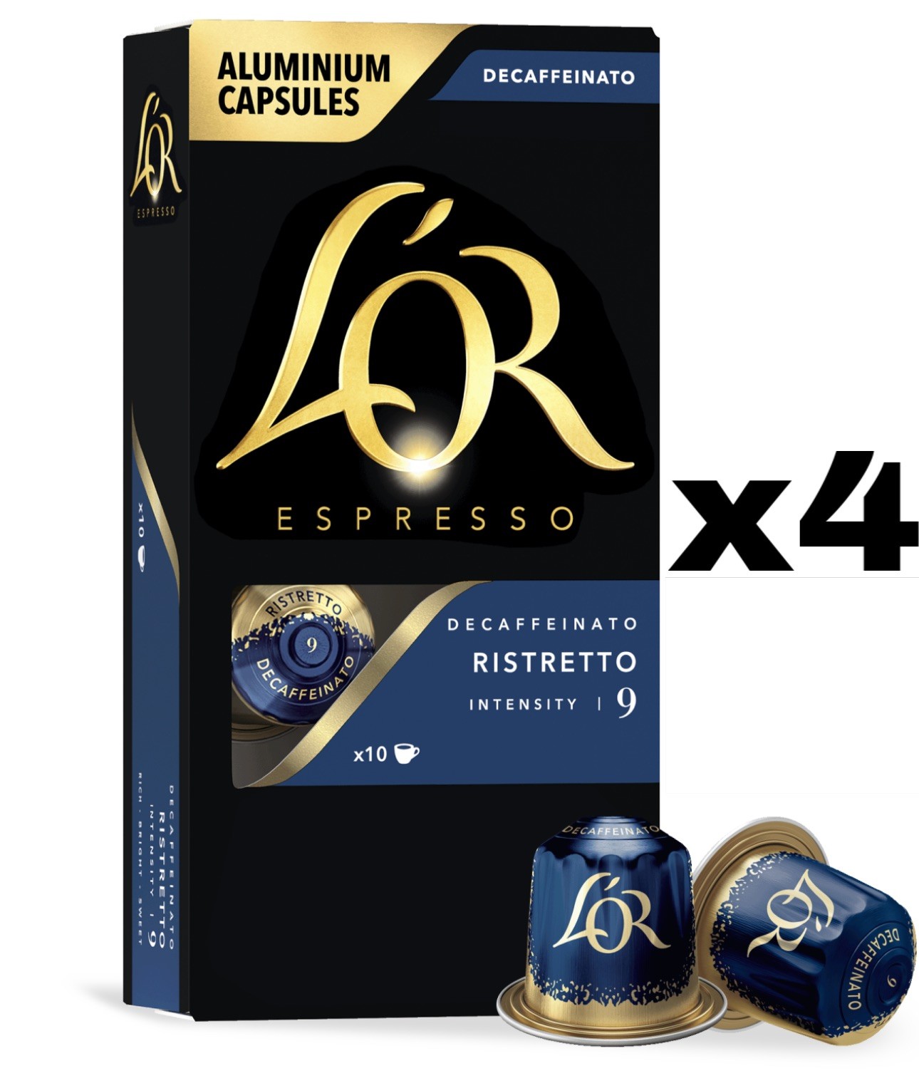 4 Box LOR Ristretto Flavor Decaffeinato Coffee Capsules (40 Pods)-image