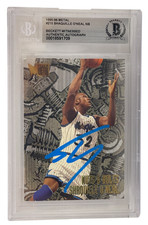 Shaquille O'Neal Signed 1995-96 Fleer Metal #215 Magic Beckett Witness Slabbed