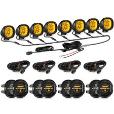 6Pcs AUXBEAM 4" 90W Amber LED Work Light Bar Offroad Flood Pods Fog Driving Lamp