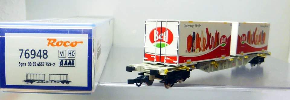 Roco 76948 ; Containertragwagen Sges "Bell" AAE, wie neu in OVP /Y500 - Bild 2 von 3