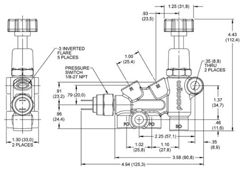 Cilindro maestro tándem de aluminio Wilwood 261-13269-BK, con válvula de freno y hélice de 1 pulgada Foto 2 de 4