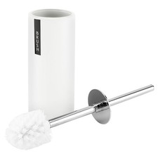 Image of Stylish Simple With Base Stainless Steel Long Hle Toilet Brush Set (White)