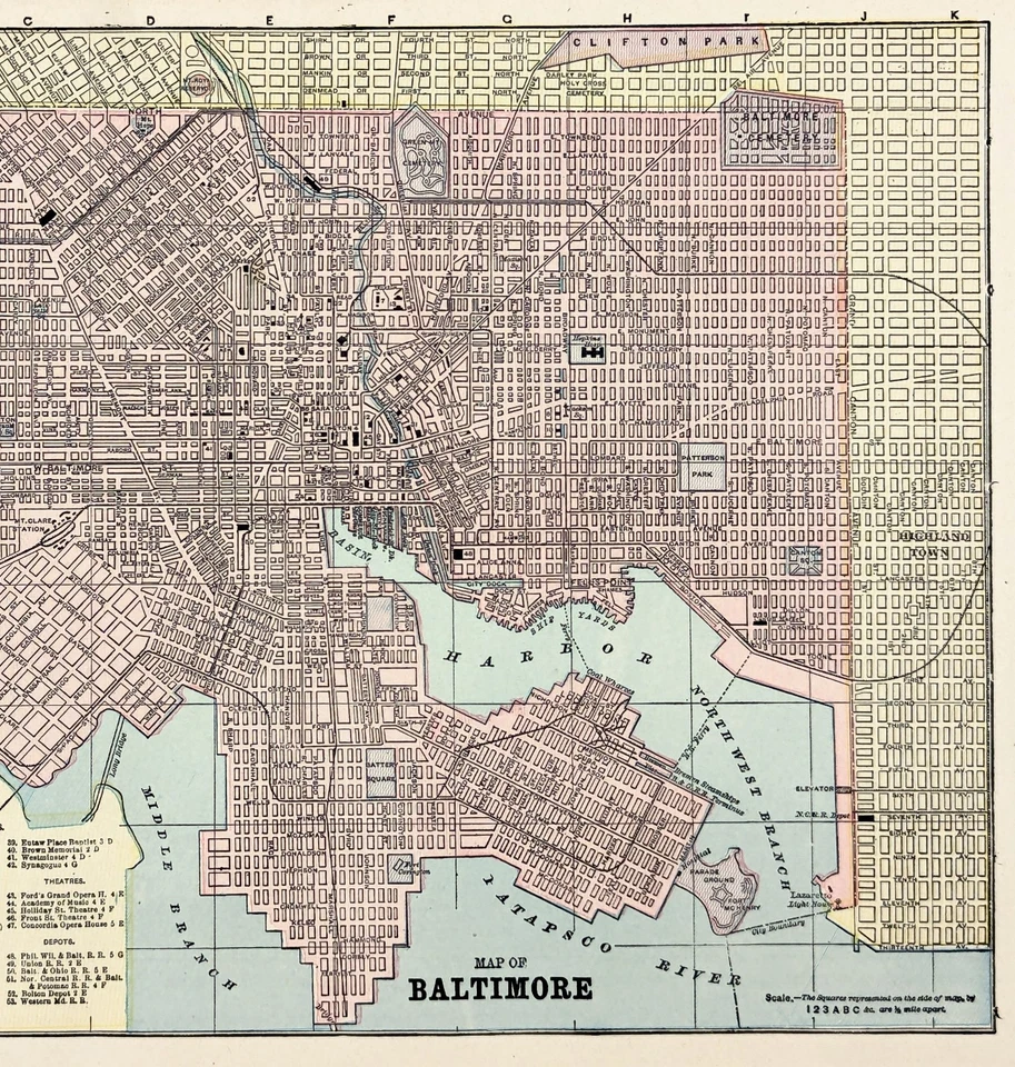1896 BALTIMORE - Mapa de Maryland ORIGINAL - FERROVIAS ANTIGAS (11x9) - PORTO - Imagem 3 de 3