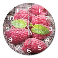 Glasuhr Design-Wanduhr Mit FließEnden Zeigern Himbeeren WeißE Zeiger Fi60 Cm