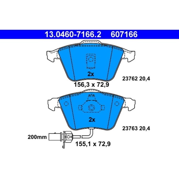 Bremsbelagsatz Scheibenbremse Ate 13.0460-7166.2 FüR Audi A6 C5 Avant-image
