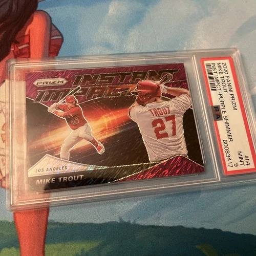 2020 Panini Prizm Mike Trout Instant Impact Purple shimmer 1/7 Psa 9
