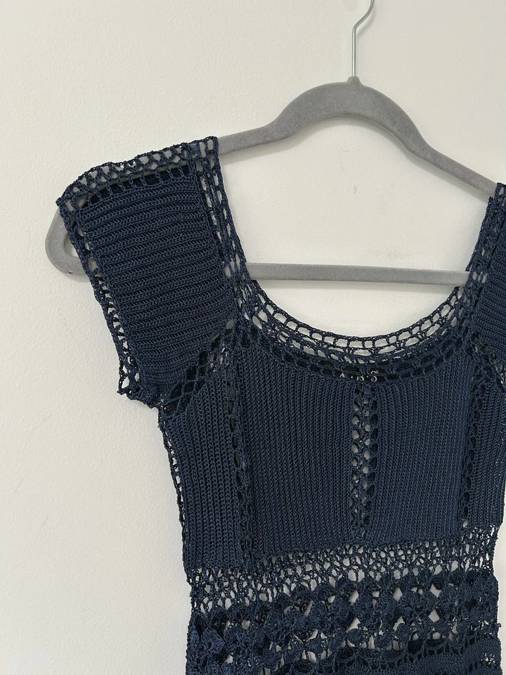 Женщин крючком туника платье размер XS/S богемное фестиваль пляж прикрытие тела Con - Изображение 2 из 4