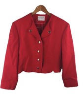 Vintage Pendleton Women  s Red Virgin Short Cropped Wool Jacket Blazer Sz 8