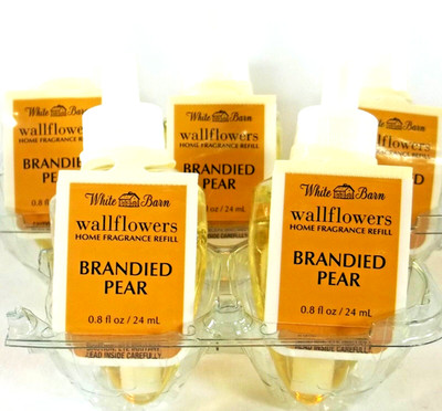 Bath Body Works, White Barn BRANDIED PEAR Wallflower Refills NEW x 5