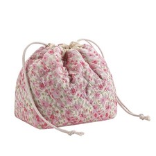 Cotton Quilted Drawstring Makeup Bag with Canvas Lining,Coquette Aesthetic Cu...