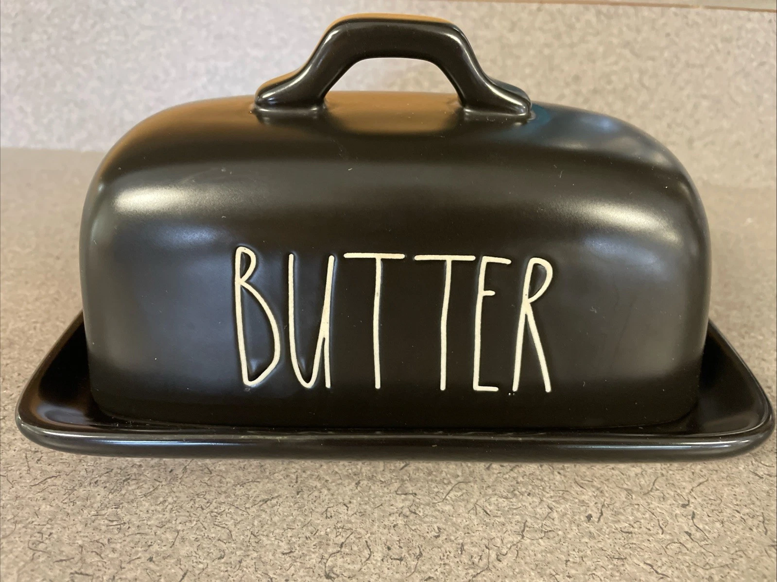Rae Dunn Large Covered Butter Dish Black Artisan Collection #181