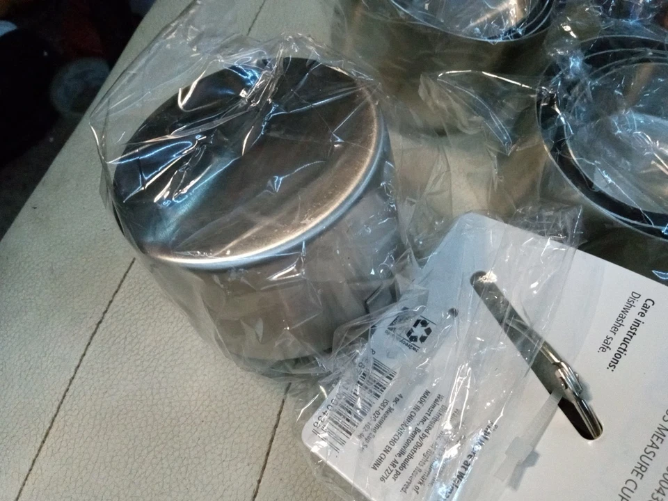 NEW,,,MAINSTAY Measuring Cups, 4-Piece - Stainless Steel - Easy Grip Handles - Image 2 of 3