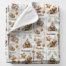 Teddy Bear Blanket Newborn Boy Baby Shower Gift Soft Cozy Nursery Decor