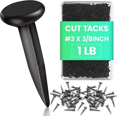 1Lb Upholstery Carpet Tacks Bulk Black Furniture Tacks Box of Hardware Cut Nails