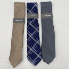 3 Michael Kors Men  s Tie Lot NWT 69.50 Retail Charcoal, Taupe, Navy