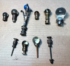 Vtg Lamp Finial Glass Cast Brass Light Fixture Art Parts Lot  #O49