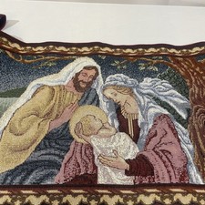 Nativity Tapestry Table Runner Holy Family Jesus Birth Christmas Holiday Decor