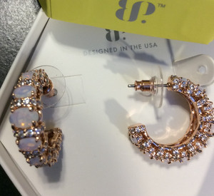 Authentic Embrace the Skies Lab Moonstone Rose Gold Hoops - Lunar Illumination Amulet