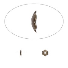 Bead Cap, 100 Antiqued Gold Plated Brass 4x1mm Scallop to Fit 4-6mm Beads