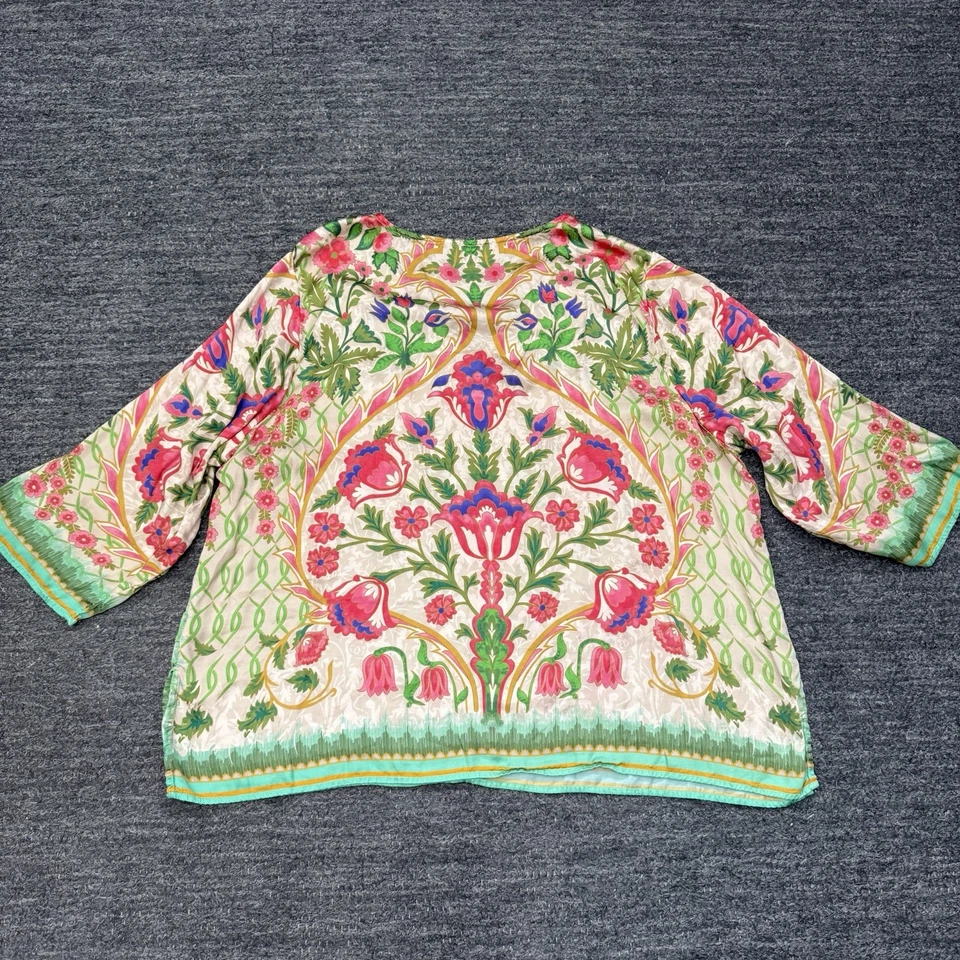 Top Neriah Soft Surroundings para mujer 3X Plus floral manga 3/4 satinado boho popover Foto 3 de 4