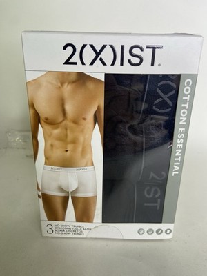 2xist Essential Cotton 3 Pack No Show Trunk Boxer Briefs Underwear Mens Size S
