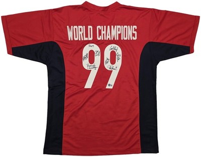 1999 Team USA Women's Soccer World Cup Champions Auto Red Jersey 8