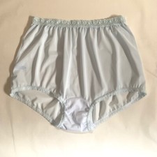 NWT Plus Size Baby Blue Carole Lace Trim Nylon Panties. Roomy Size 11