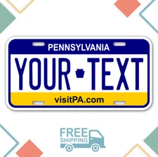 PERSONALIZED Pennsylvania license plate - Any text, free shipping. Custom plate