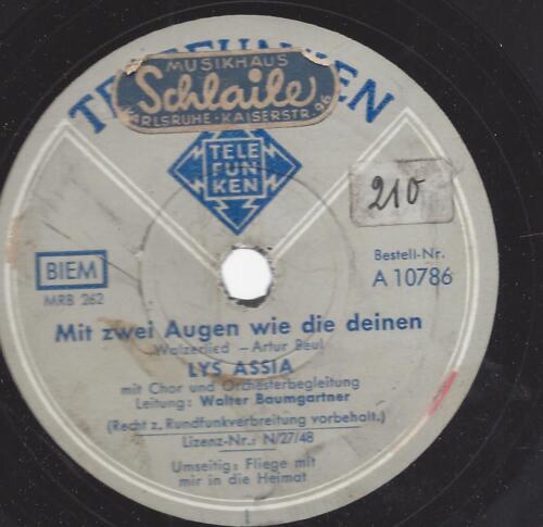 Lys Assia 1948  Fliege mit mir in die Heimat ( Forever and ever ) Franz Winkler - Bild 1 von 2