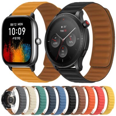 Silicone Strap for Amazfit GTS 4 Mini Bip 3 Pro Band GTR 2 Stratos Magnetic Loop