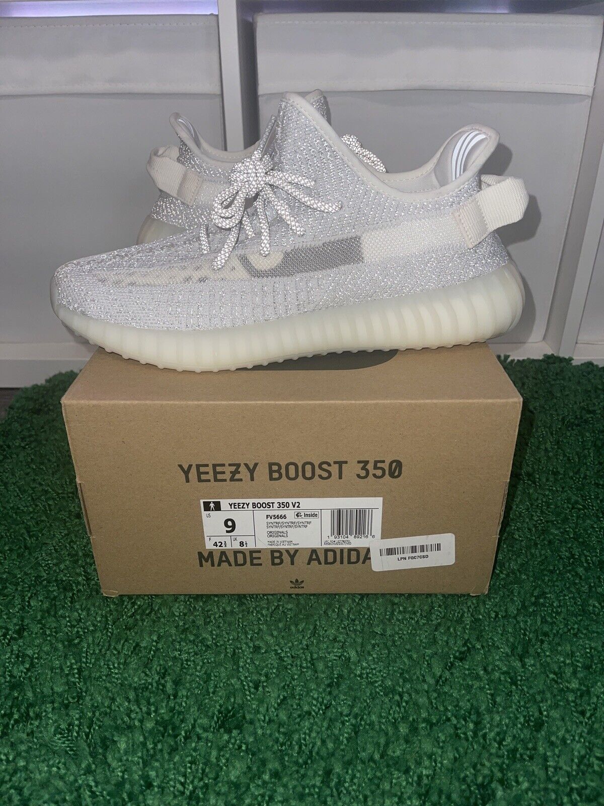 Adidas Yeezy Boost 350 V2 Static Reflective Size 9 EF2367 Replacement Synth  Box