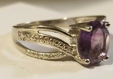 Amethyst Stone with Sterling Silver Ring Size 8