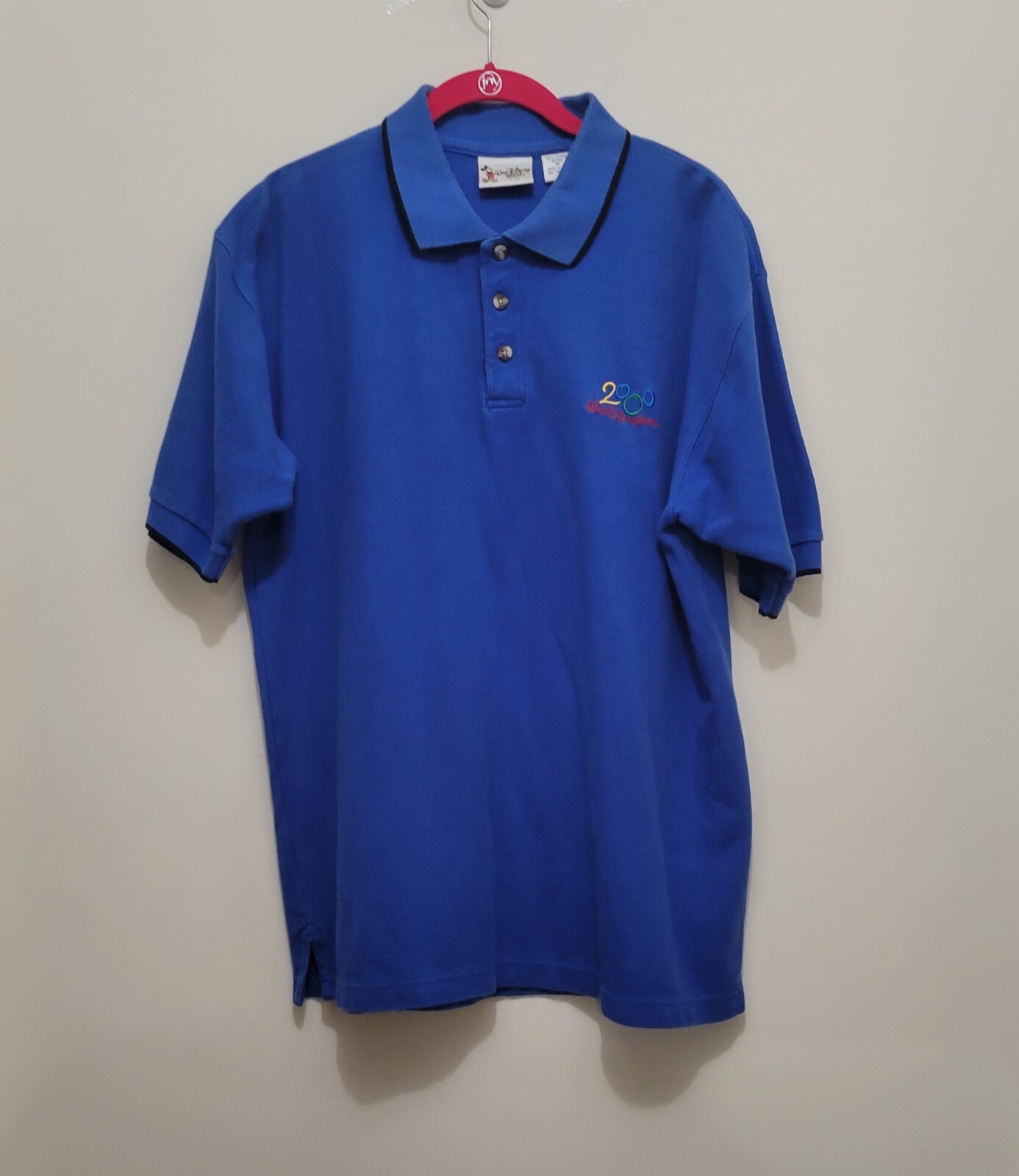 Vintage Walt Disney World Polo  Shirt Mens Size Medium  Blue  Mickey Mouse 2000