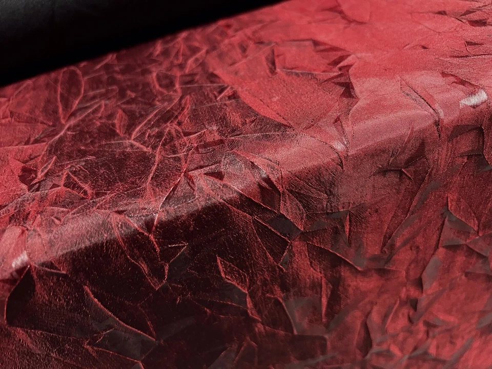 Taffeta Woven Dress Fabric, Per Metre - pressed leaf design - scarlet - Image 2 of 3