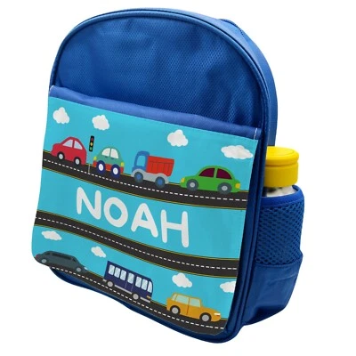 Personalised Custom Cars Transport Boys Kids Backpack Children's School Bag
