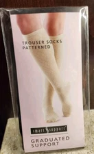 SMART SUPPORT Graduated Support Trouser Socks Patterned ~ Tan ~ Women's 5.5-7.5