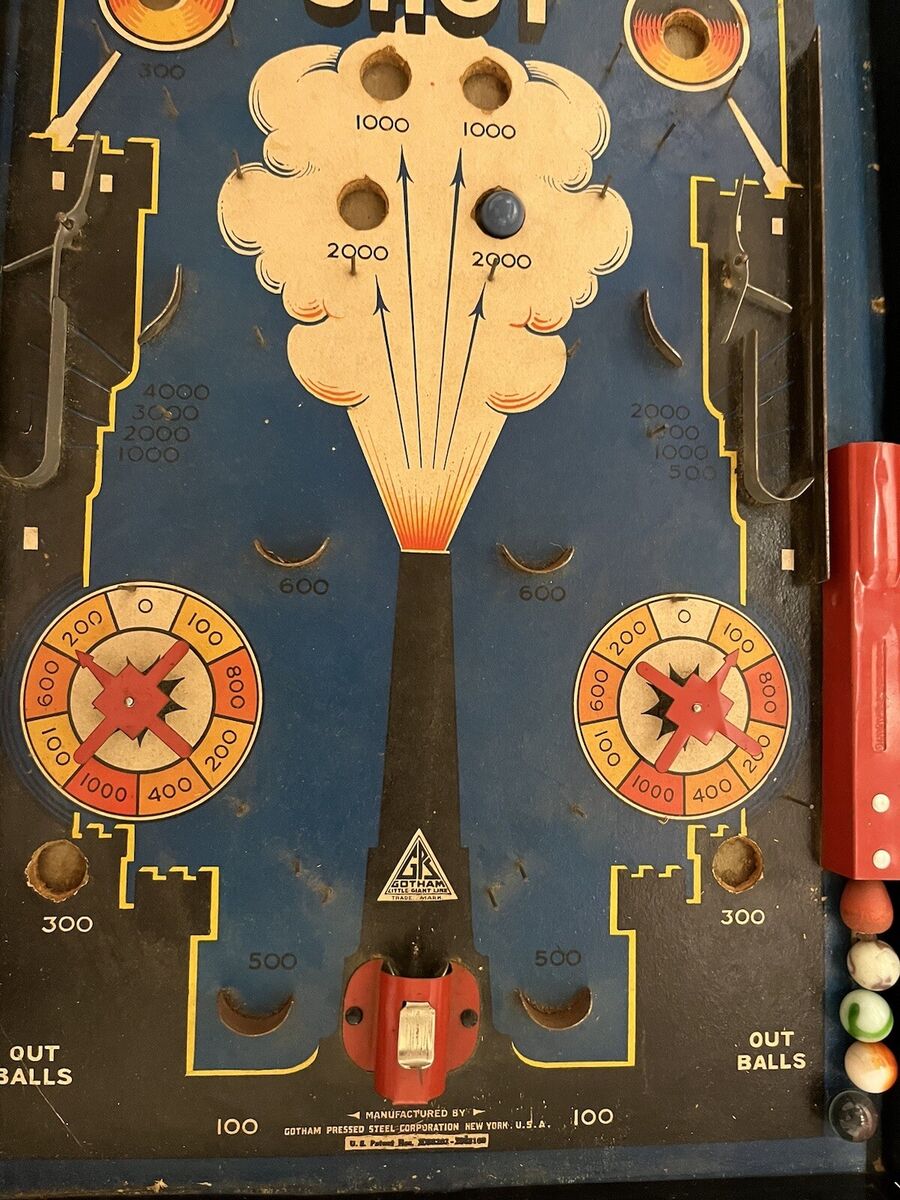 Vintage Big Shot Pinball G130 1/12 Doz By Gotham Pressed Vintage Big Shot Pinball G130 1/12 Doz By Gotham Pressed