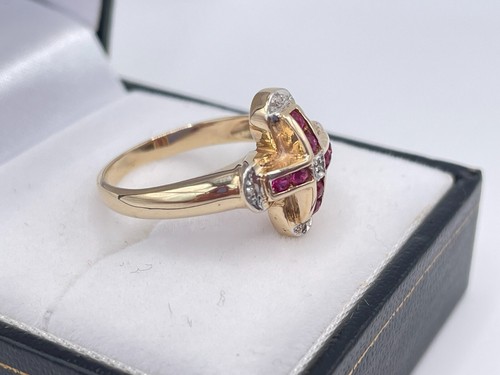 9ct Gold Ruby & Diamond Cocktail Ring. Goldmine Jewellers. - Picture 6 of 9