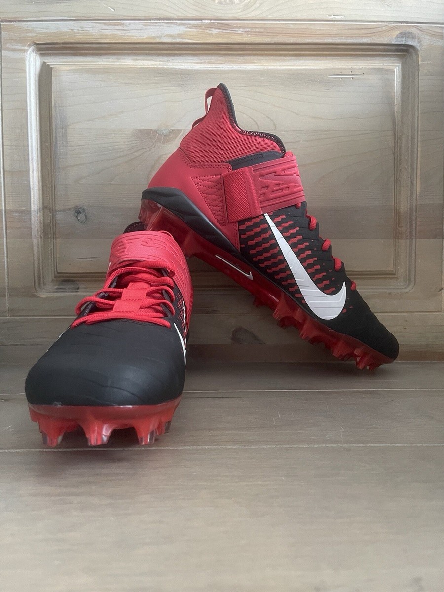 Nike Alpha Menace Pro 2 Mid Football Cleats Red Black Men display picture 2