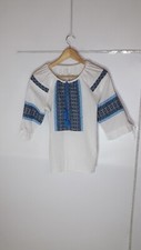 Vintage Ukrainian Vyshyvanka Dress Soviet Era Women's Clothing Blue Handmade Old