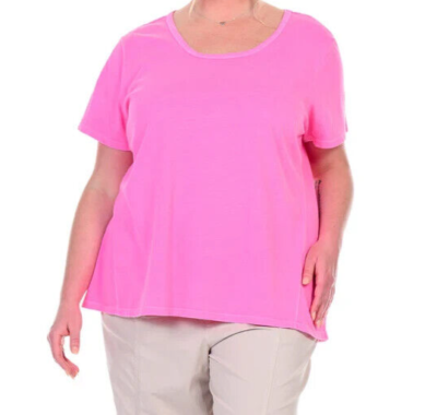 FRESH PRODUCE 3X Cosmos Pink Cotton Slub Kimmi Scoop Neck Top