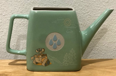 NEW 2023 DISNEY PARKS PIXAR WALL-E & EVE CERAMIC WATERING CAN DECOR VASE