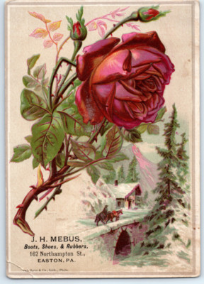 1890 S J H Mebus Antique Rubber Boots Shoes Victorian Trade Card Easton Pa Ebay