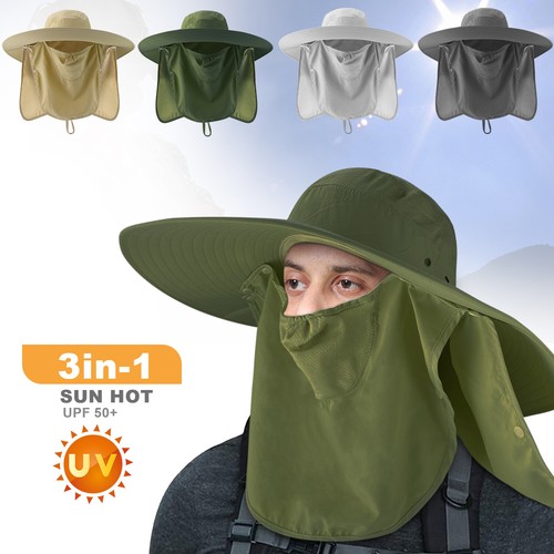 Bucket Hats W/ String Wide Brim Hiking Fishing UV Sun Protection Safari Unisex - Picture 1 of 100