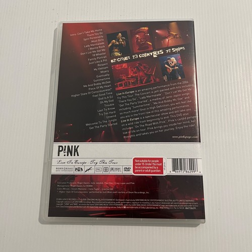 Pink Live In Europe Try This Tour DVD On Stage 2004 MA15+ - Picture 2 of 3