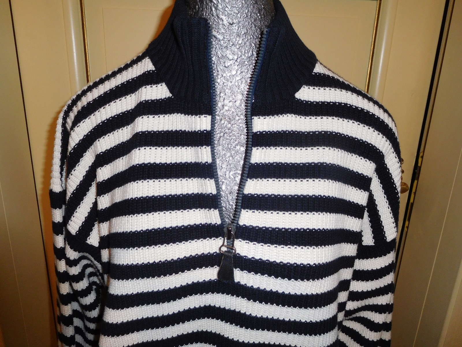 Rare Vtg Black white Ralph Lauren Polo Sport Striped Sweater P wing Bear 92 93 L image 2