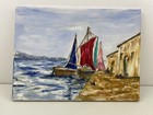 Original Artwork Painting On Canvas - Water Scene - Boats - Signed By Artist