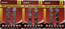 3x 8 Assorted BUTTON BATTERY Cell Lithium Coin CR2032 CR2025 CR2016 Batteries